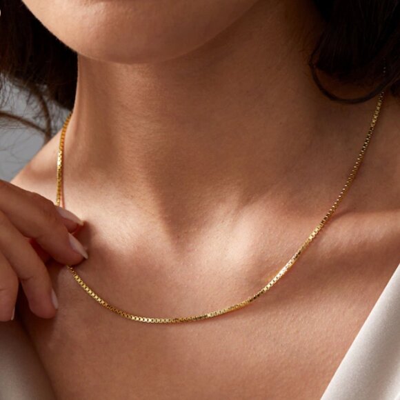 Jewelry - 14K Box Chain Gold Vermeil 22" 2mm Necklace NEW